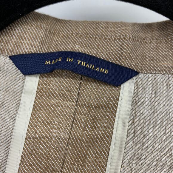 Brooks Brothers 1818 Fitzgerald Two Button Blazer Jacket Mens Sz 40S Tan Linen - Picture 6 of 8